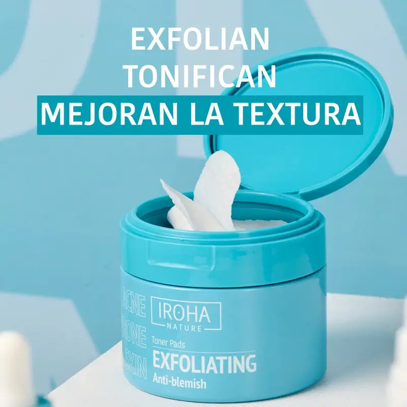 Iroha Nature Disques toniques exfoliants anti-imperfections pour peaux grasses, 50 pièces.