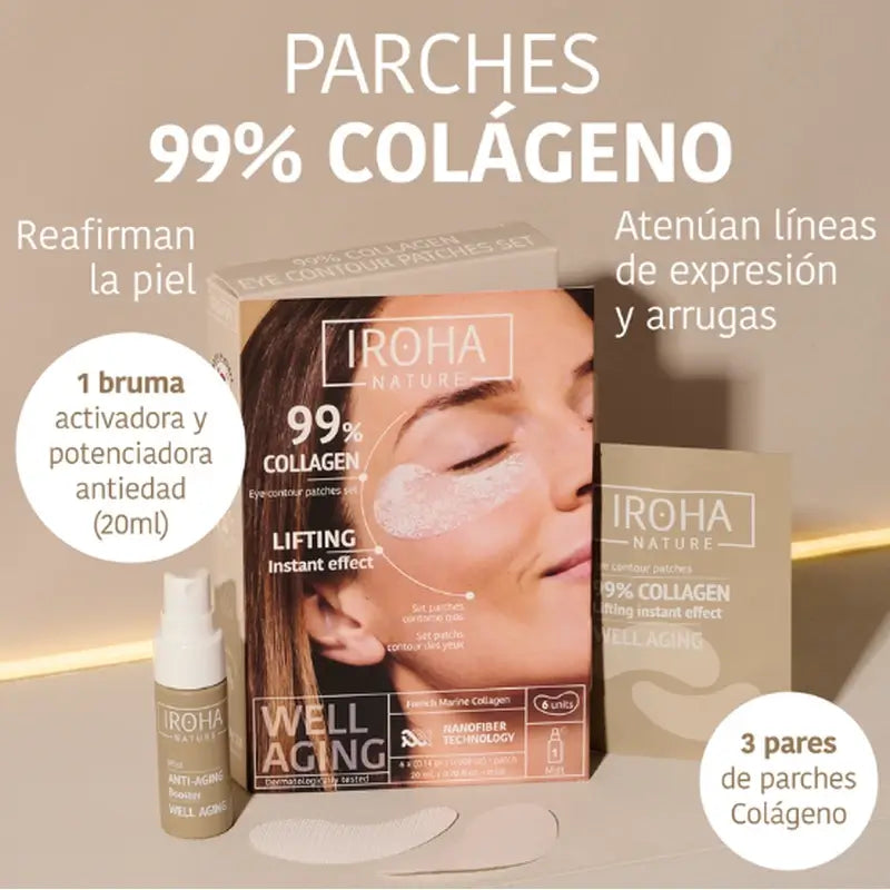 Iroha Nature 99% Collagen Eye Patches 6 unités + Activating Mist 20 Ml