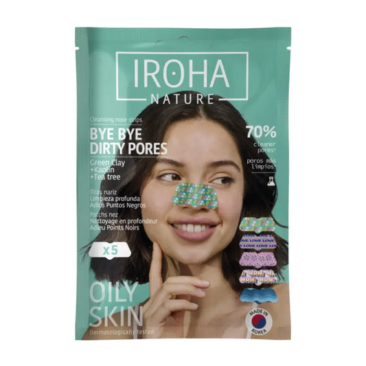 IROHA NATURE Bandelettes pour le nez BYE BYE Dirty Pores - Nettoyage en profondeur (5 pièces)