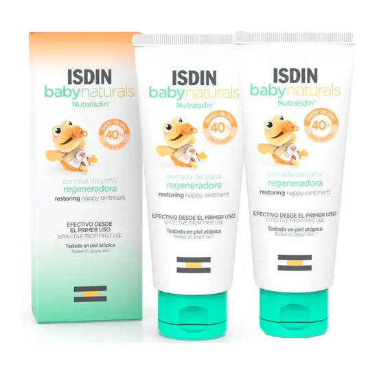 Isdin Baby Naturals Pommade régénératrice pour les couches, paquet de 2 x 100 ml