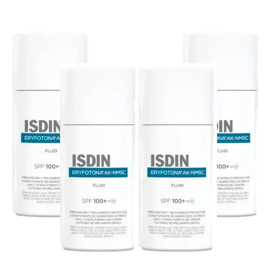Isdin Eryfotona AK-NMSC Solaire et Visage SPF 100+, Lot de 4 x 50 ml