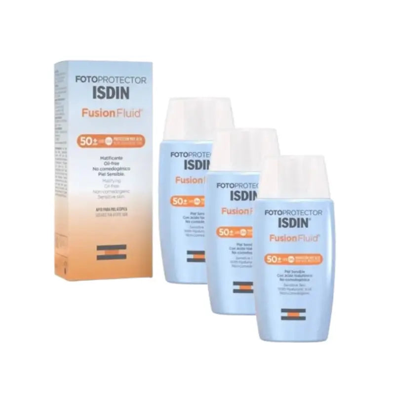 Isdin Fotoprotector Fotoprotector Fusion Fluide Spf 50+ Peau sensible, 3X50 Ml