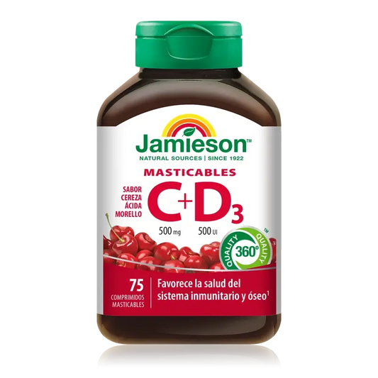 Jamieson Vitamine C+ D3 500Mg 500Ui , 75 Comprimés à croquer