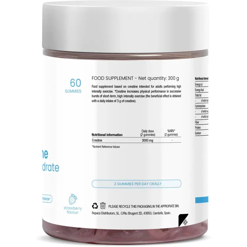 Gélules de créatine monohydrate à la fraise, 60 unités