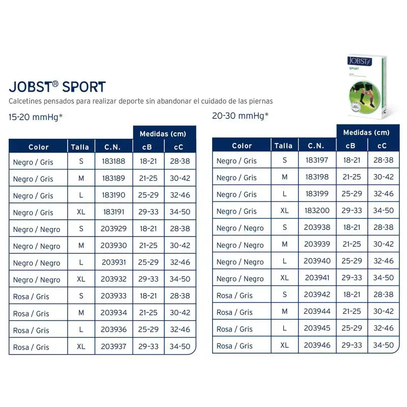Chaussettes de sport Jobst, noires, 20-30 mmhg