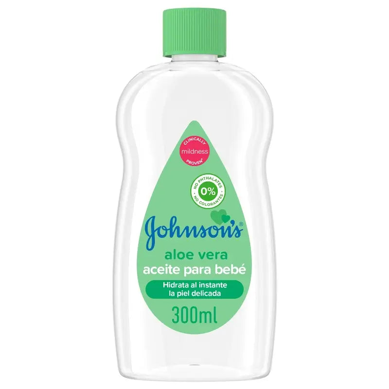 Johnson's Baby Aloe Vera Oil, Hydrate et nourrit instantanément, 300ml