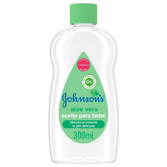 Johnson's Baby Aloe Vera Oil, Hydrate et nourrit instantanément, 300ml