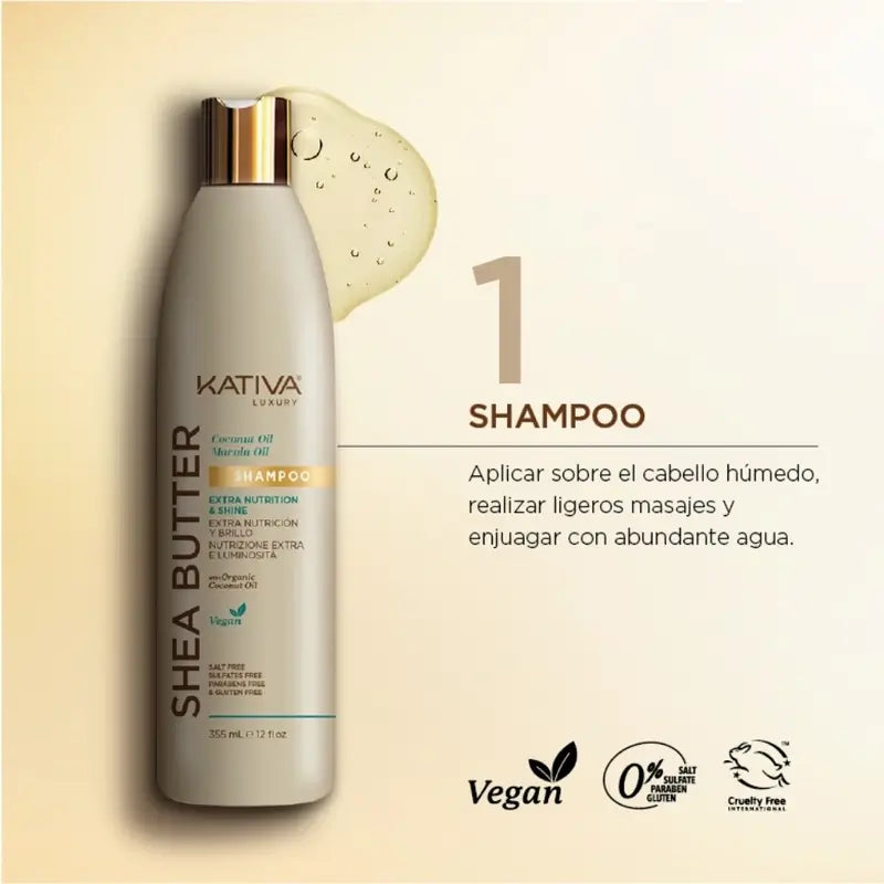 Kativa Karite Shampooing à la noix de coco et au marula, 355 ml