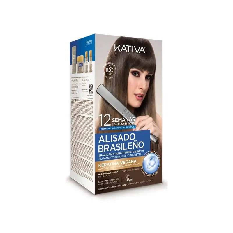 Kativa Kit de lissage brésilien Cheveux foncés Veg, 1 pc.