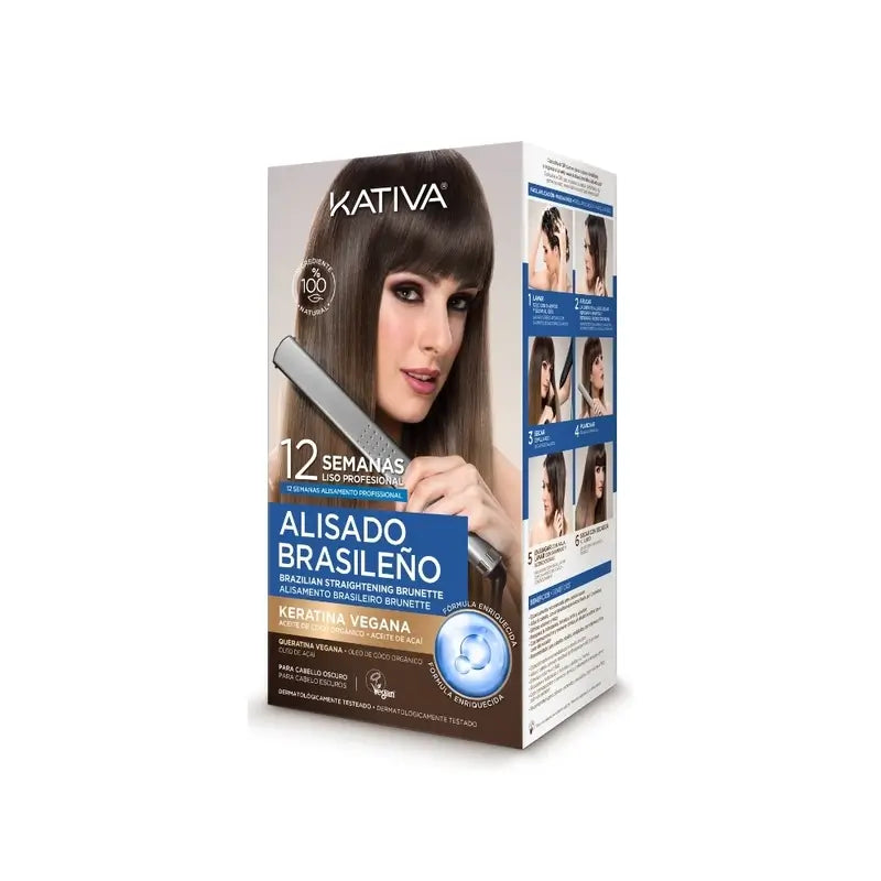 Kativa Kit de lissage brésilien Cheveux foncés Veg, 1 pc.