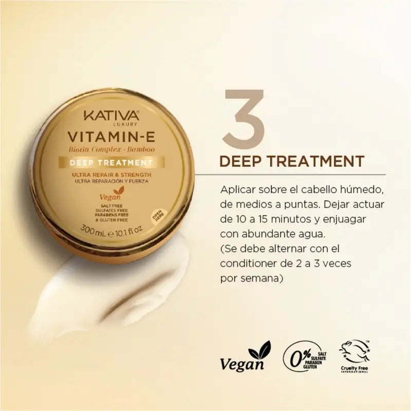 Kativa Masque Bambou à la vitamine E et à la biotine, 300 ml