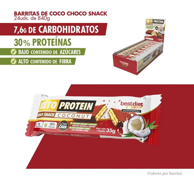 Barre Keto Protein Choco Snack Coconut, 1 pièce.