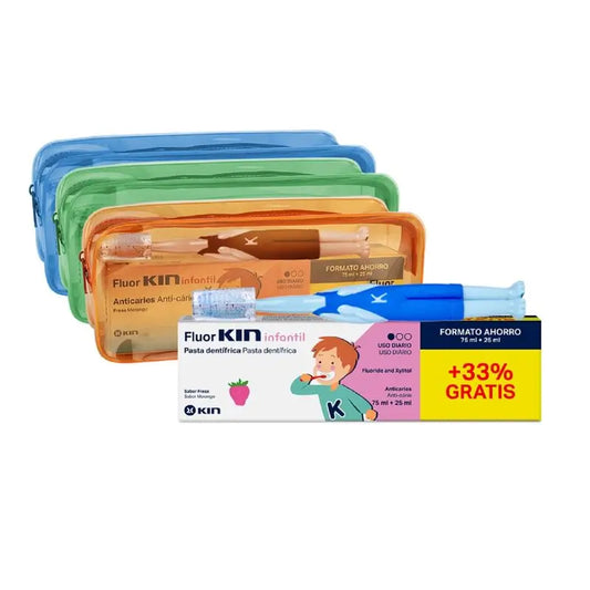 KIN FluorKIN Set de toilette pour enfants Dentifrice + Brosse à dents
