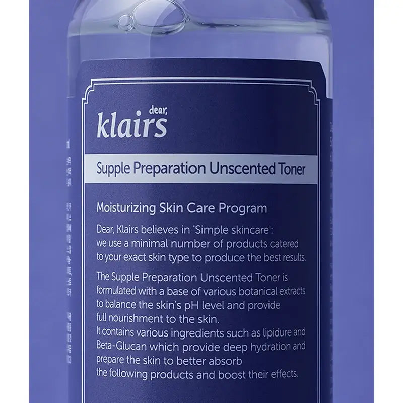 Klairs Supple Preparation Tonique non parfumé, 180 ml