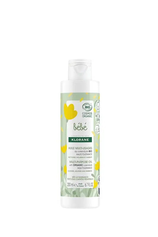 Klorane Huile multi-usages au Calendula certifiée bio - Corps, fesses, cheveux et cuir chevelu - Bébé , 200 ml
