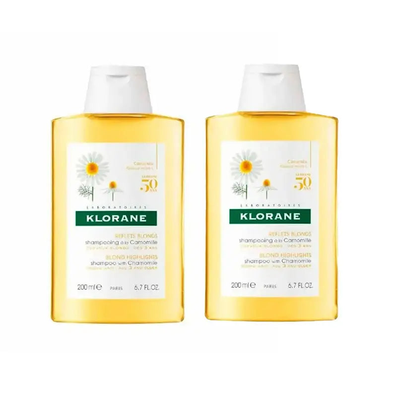 Klorane Shampooing à la Camomille Nettoie et Eclaire, 2X200 Ml