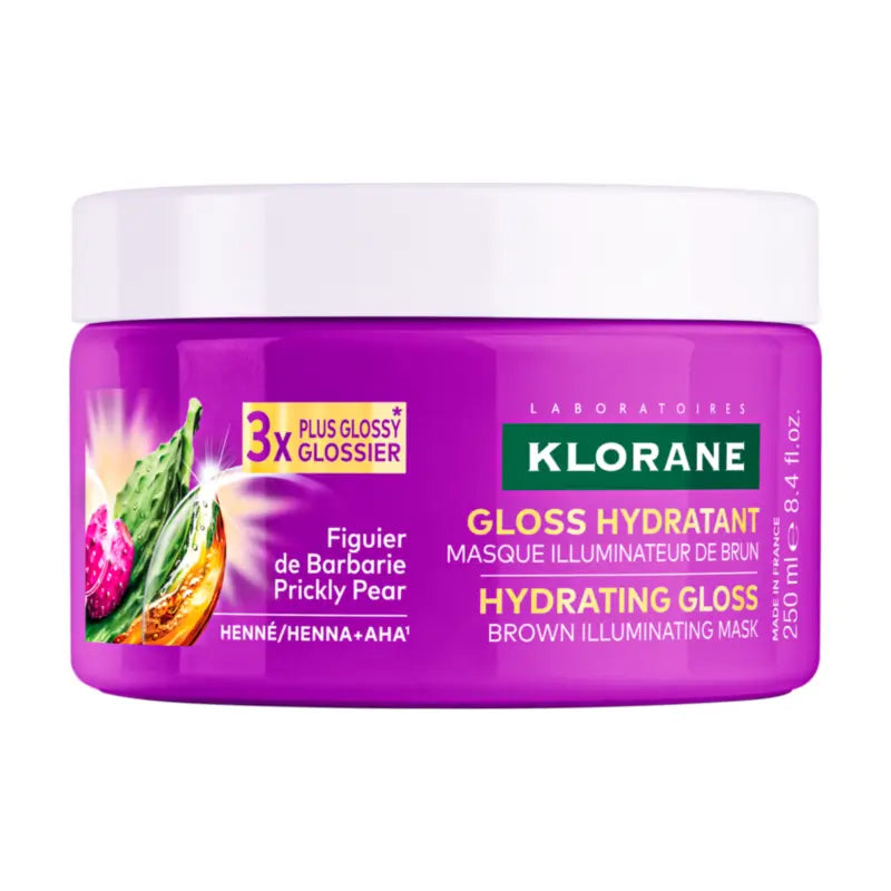 Klorane Gloss Hydratant, masque illuminateur pour cheveux châtains, 250 ml