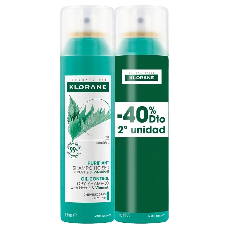 Klorane Nettle Dry Shampoo Pack Oily Hair 2x150ml 40% DE RÉDUCTION