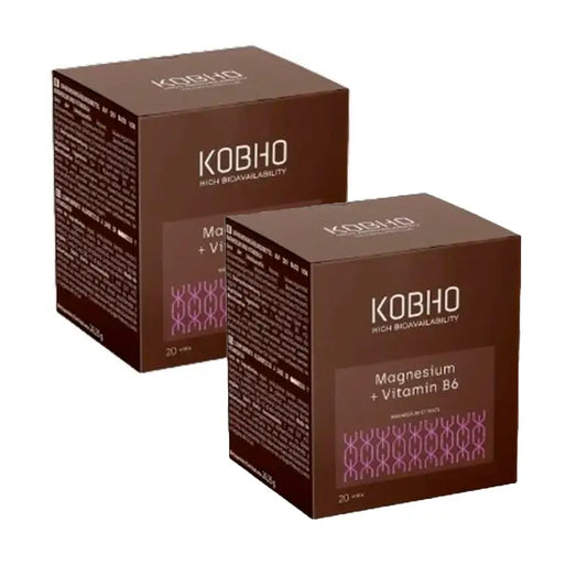 Kobho Labs Duplo Supplément Magnésium + Vitamine B6, 2 x 20 flacons