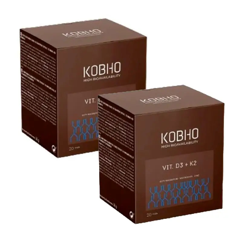 Kobho Labs Duplo Supplément de vitamine D3 + K2, 2 x 20 flacons