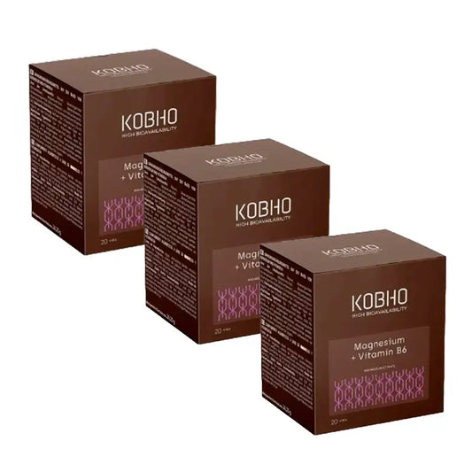 Kobho Labs Triplo Supplément Magnésium + Vitamine B6, 3 x 20 flacons
