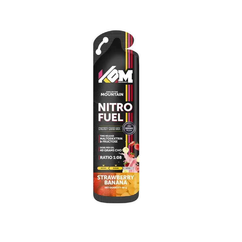 Kom Endurance Sports Nutrition Gels, boîte de 18 gels de 60g saveur fraise-banane.