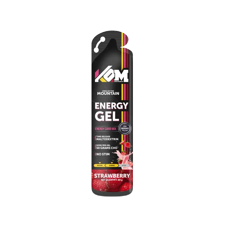 Kom Endurance Sports Nutrition Gels, boîte de 18 gels de 80g, goût fraise.
