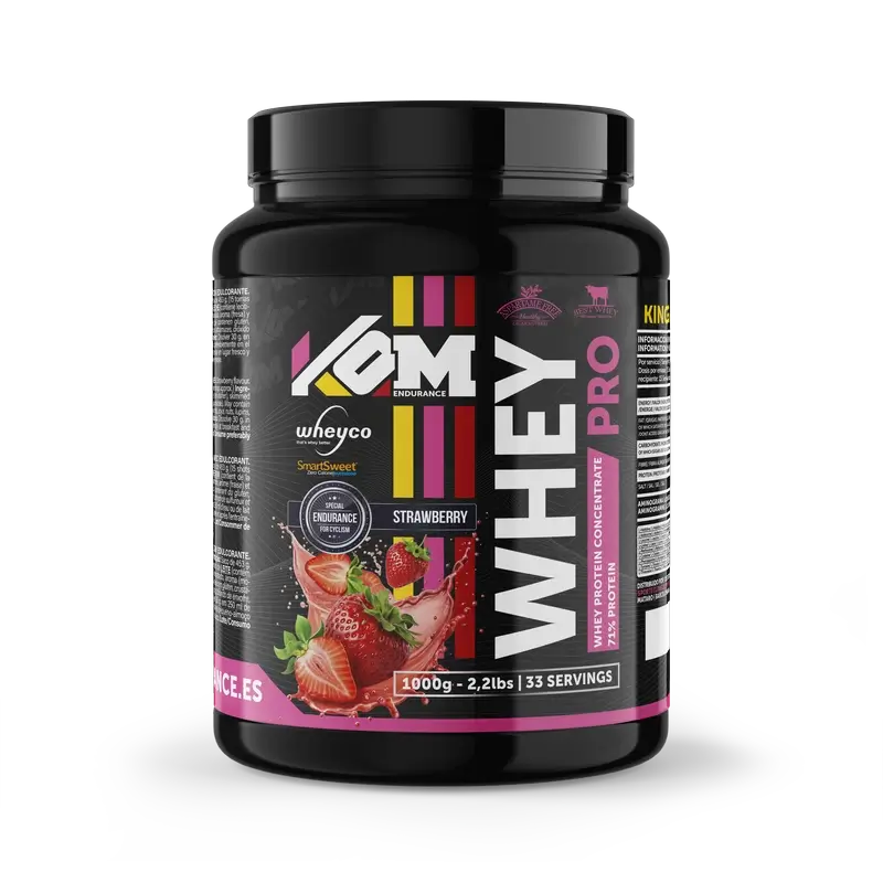 Kom Endurance Proteins Sports Nutrition, protéine de lactosérum goût fraise, boîte de 1 kg