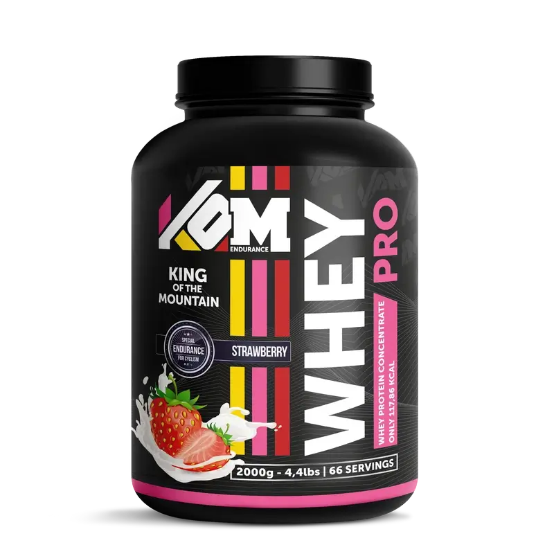 Kom Endurance Proteins Sports Nutrition, protéine de lactosérum 2kg saveur fraise en boîte