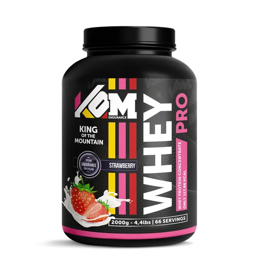Kom Endurance Proteins Sports Nutrition, protéine de lactosérum 2kg saveur fraise en boîte
