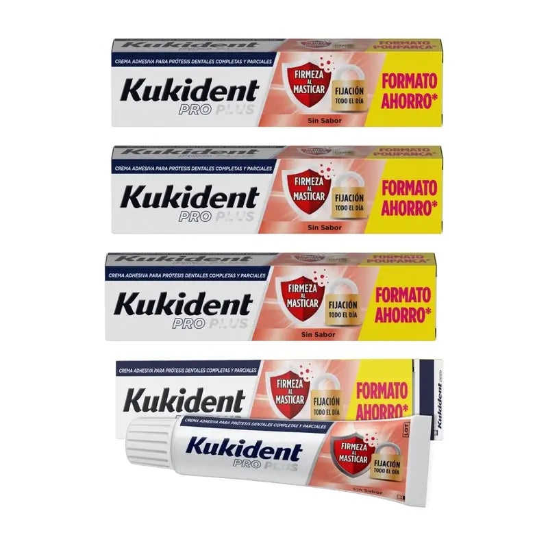 Kukident Quadruple Pro Plus Fermeté à la mastication, 4 x 57 Gr