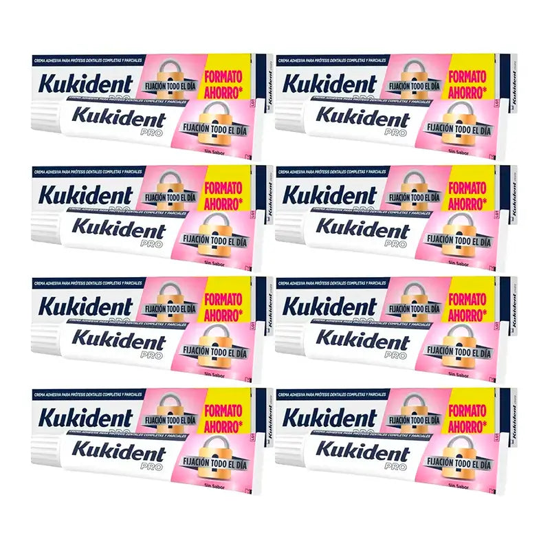 Kukident Pro Crème adhésive pour prothèses dentaires complètes, paquet de 8 x 70 g