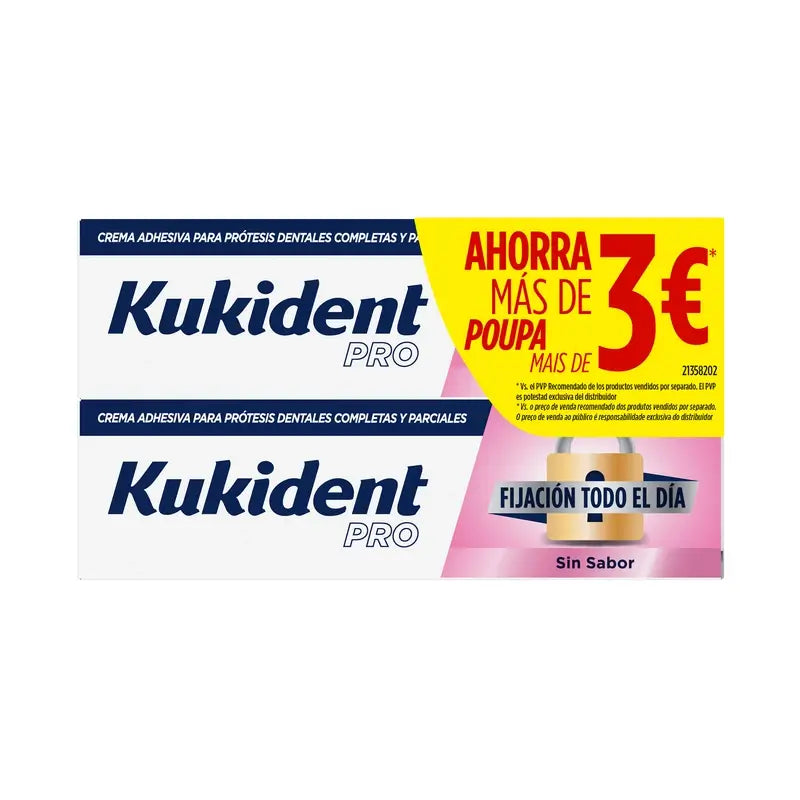 Kukident Pro Tenue de jour sans saveur, paquet d'épargne, 2x47 grammes