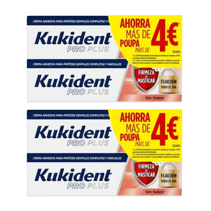 Kukident Pro Plus Soutien à la mastication, Paquet d'épargne, 4X40 Gr