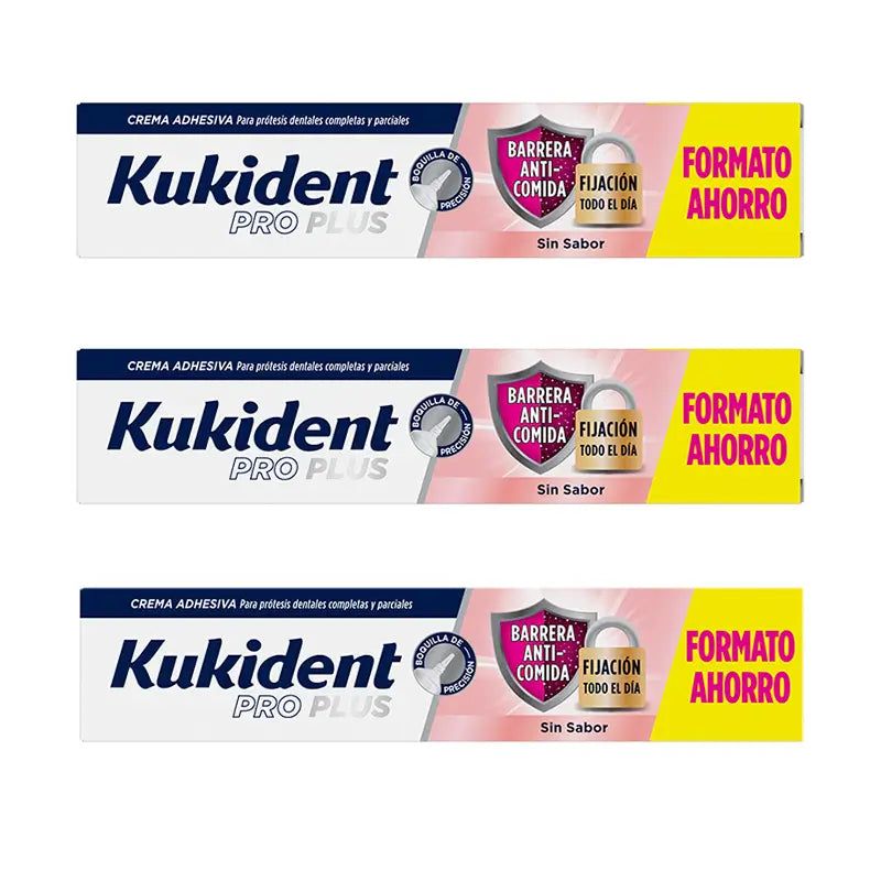 Kukident Triplo Pro Plus Barrière anti-acariens sans goût, 3 X 57 Gr