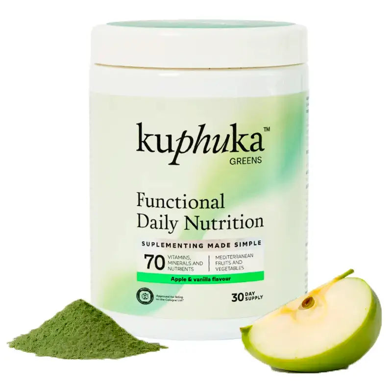 Supplément nutritionnel Kuphuka Greens 100% naturel et holistique Pomme et Vanille, 411 grammes