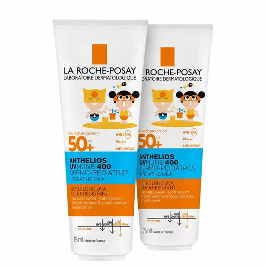 La Roche-Posay Anthelios Dermo-Pédiatrie Lait Hydratant SPF 50+ Crème solaire pour enfants Pack 2 x 250 ml
