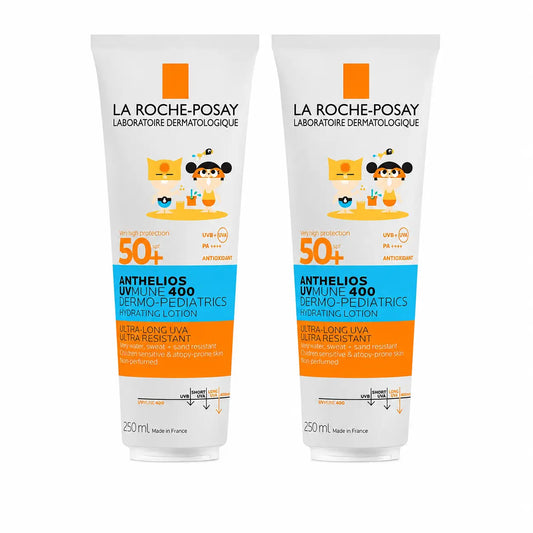 La Roche-Posay Anthelios Dermo-Pédiatrie Lait Hydratant SPF 50+ Crème solaire pour enfants Pack 2 x 250 ml
