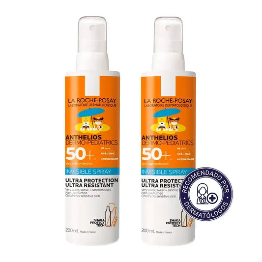 La Roche Posay Anthelios Dermo-Pédiatrie Spray Invisible SPF 50+ Ultra Résistant, 2x200 ml