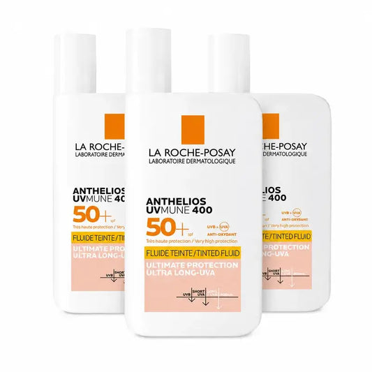 La Roche Posay Anthelios UVMune 400 SPF50+ Fluide coloré, Pack 3 x 50 ml
