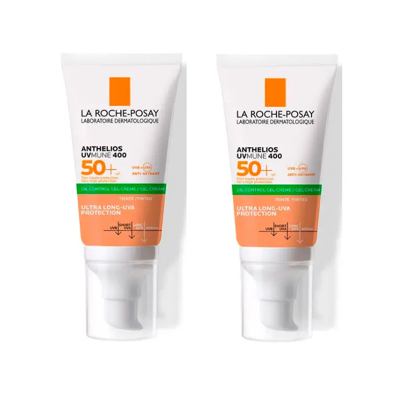 La Roche Posay Duplo Anthelios Uvmune 400 Gel-Crème Oil Control Spf50+ Colour, 2 X 50 Ml