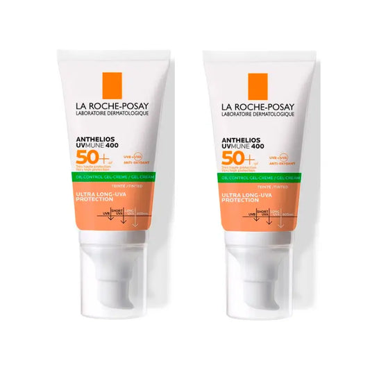 La Roche Posay Duplo Anthelios Uvmune 400 Gel-Crème Oil Control Spf50+ Colour, 2 X 50 Ml