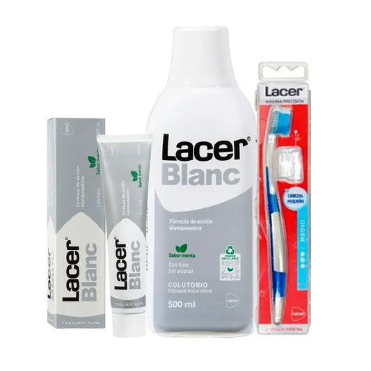 Lacer Pack Blanc (bain de bouche + dentifrice + brosse à dents)