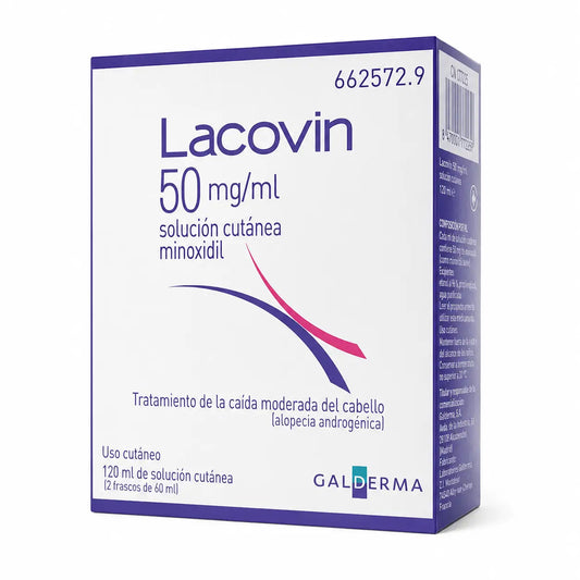 Lacovin 50 mg/ ml Minoxidil Cutaneous Solution 2 flacons x 60 ml