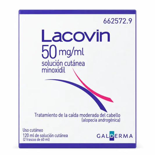 Lacovin 50 mg/ ml Minoxidil Cutaneous Solution 2 flacons x 60 ml