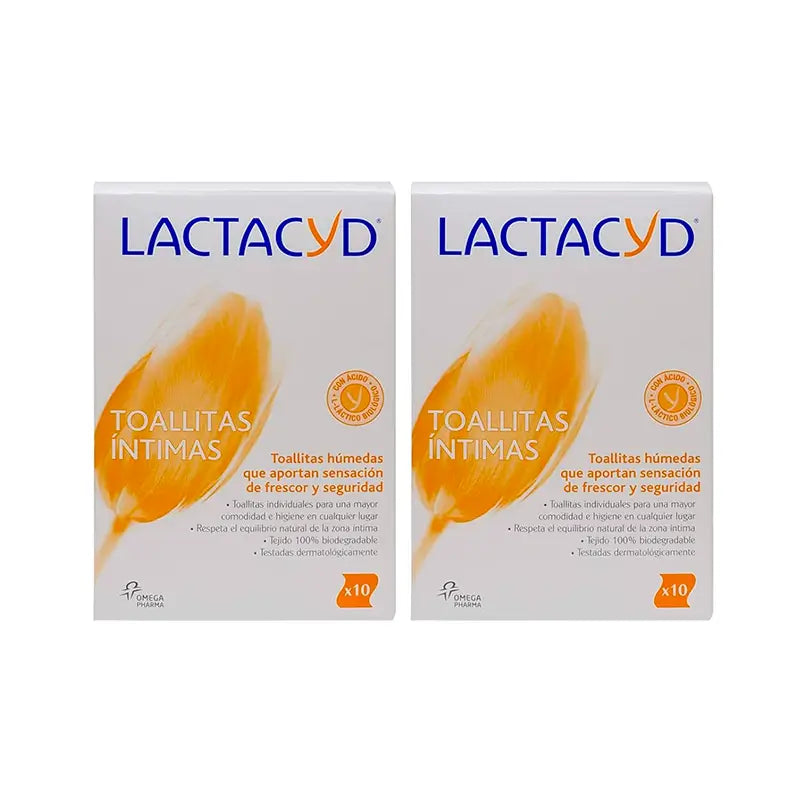 Lactacyd Duplo Lingettes individuelles d'hygiène intime 2 x 10 unités