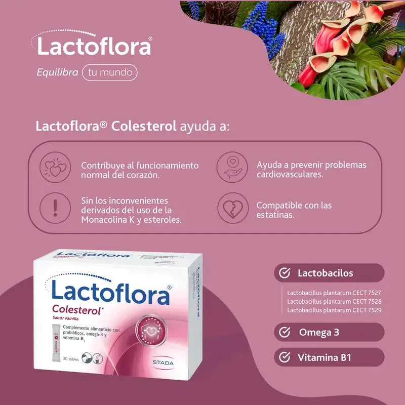 Lactoflora Probiotique Cholestérol Vanille 30 sticks