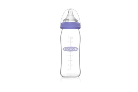 Biberon de lait maternel en verre Lansinoh avec tétine Naturalwave, 240 ml