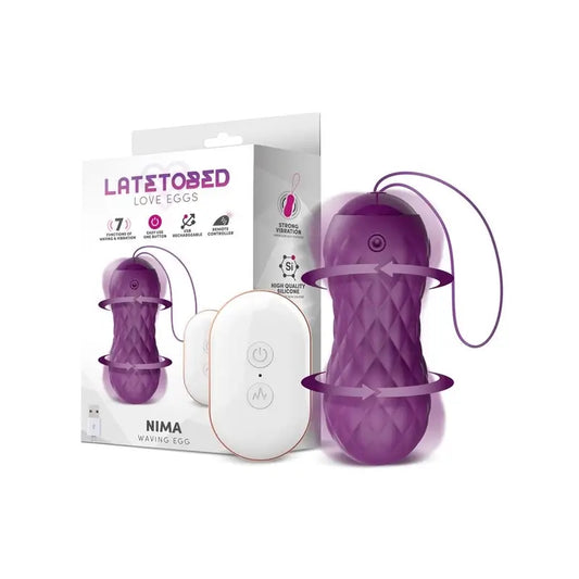 Latetobed Oeuf vibrant avec télécommande Wave Motion Usb Silicone Purple