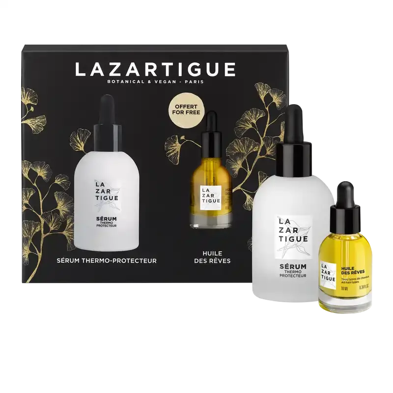 Lazartigue Set de Noël Sérum Thermoprotecteur de Noël + Huile sèche nourrissante, 2 unités
